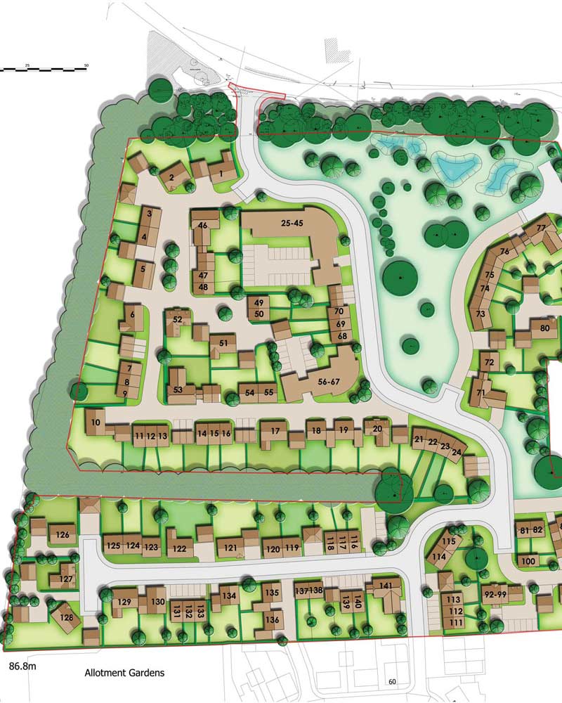 A computer generated image of the site in Durrington where land allocation plans have been granted for housing.